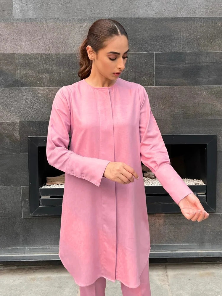Color High Quality Nirvana Silk Full Sleeves Top + Narrow Pant Co-ord Sets